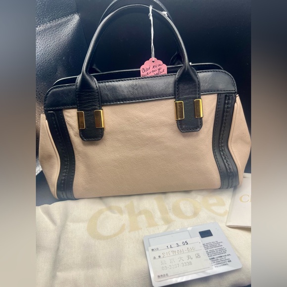 Chloé Alice handbag featuring a black and beige leather design. Crossbody EUC - Picture 4 of 16